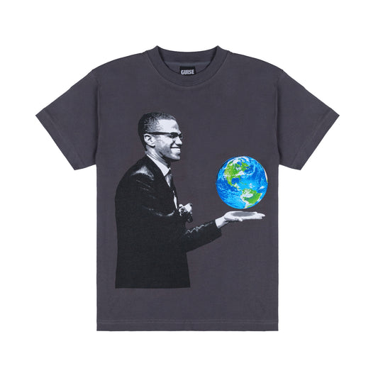 Malcom X Globe T-Shirt (Grey Matter)
